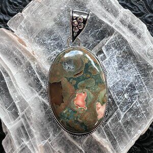 Rainforest Jasper Rhyolite Rock Crystal Stone Jewelry Pendant